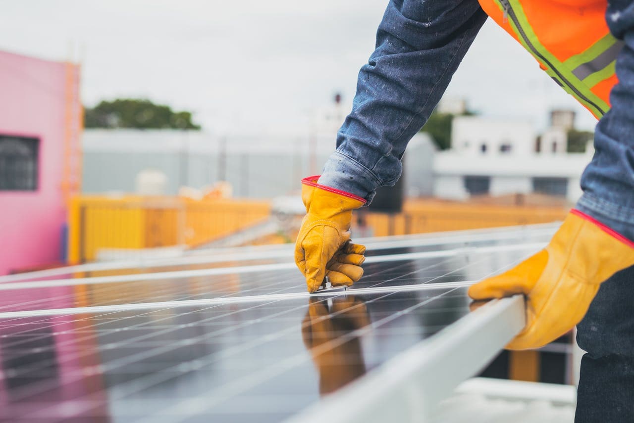 solar panels being installed